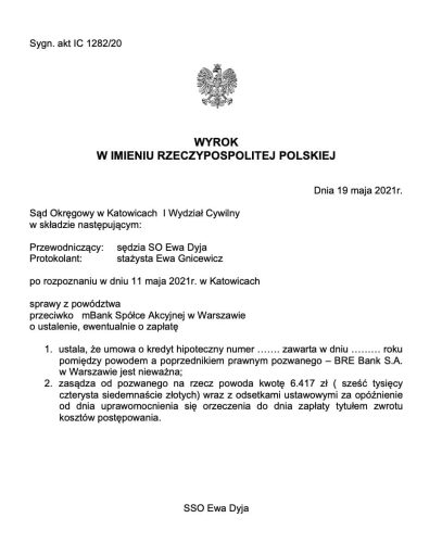 wyrok frankowy mbank katowice