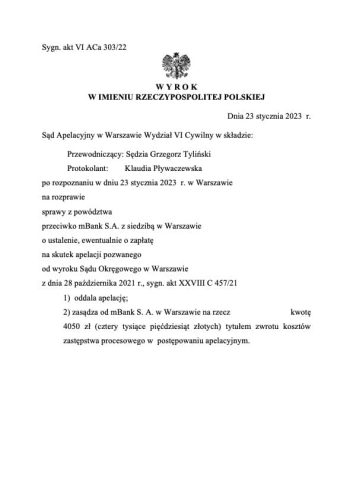 wyrok frankowy mbank warszawa