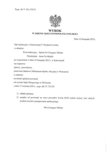 Wyrok frankowy Millennium Katowice 3