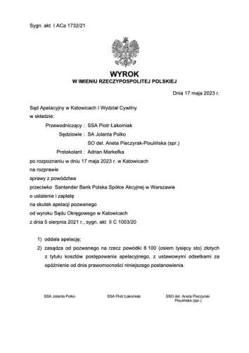 Wyrok frankowy Santander Katowice